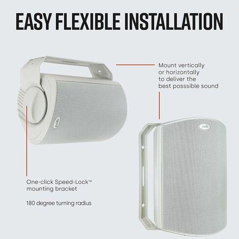 Polk Audio Atrium 6 Outdoor Speakers with Bass Reflex Enclosure (Pair, White) - All-Weather Durability | Broad Sound Coverage | Speed-Lock Mounting System (Renewed) in Saudi Arabia