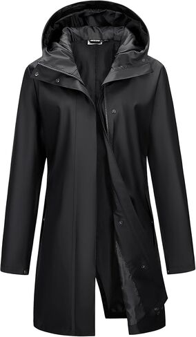 Outdoor Ventures Women's Waterproof Long Rain Jackets Lightweight Rain Coats with Hood Trench Coats PU Windbreaker in Kuwait