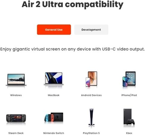 نظارات Air 2 Ultra Smart AR 6 DoF 52° Fov 4K 3D HD 385 بوصة عرض شاشة عملاقة نظارات Nreal Air2 Ultra الذكية (Air2 Ultra Beam Pro2) in Saudi Arabia