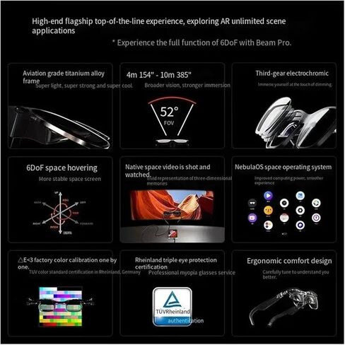 Air 2 Ultra Smart AR Glasses 6 DoF 52 Fov 4K 3D HD 385'' Space Giant Screen Private Cinema 1080p View Glasses in Saudi Arabia