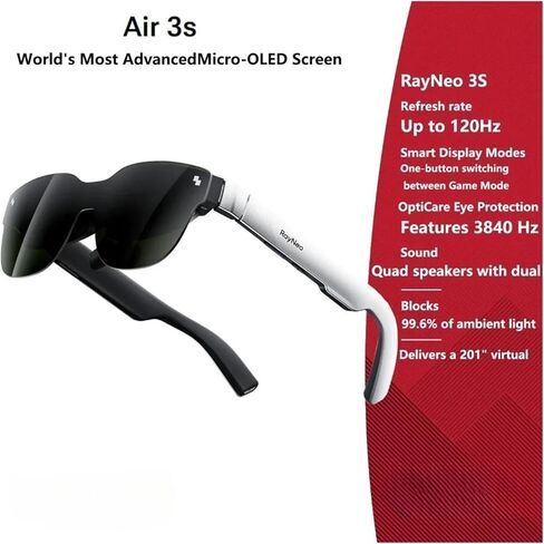 Air 3S AR Glasses Micro OLED Screen Display 3D HD Private Cinema Pocket TV Compatible for Mobile Phone Computer Game Machine(with Pocket TV) in Saudi Arabia