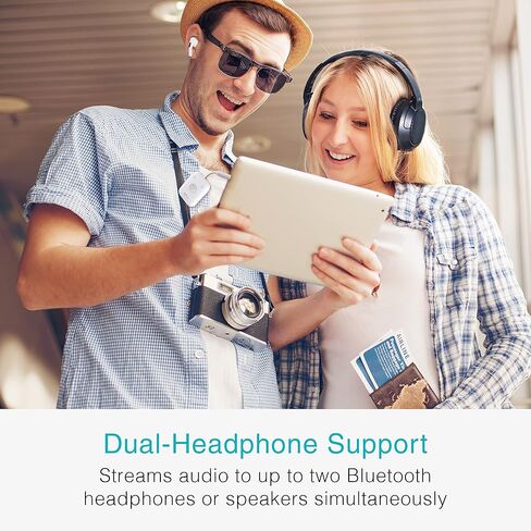 MEE audio Connect Air In-Flight Bluetooth جهاز إرسال صوتي لاسلكي مع محول طائرة مكون من قطعتين، لما يصل إلى 2 AirPods / سماعات رأس أخرى؛ يعمل مع جميع مقابس AUX مقاس 3.5 مم، باللون الأبيض in Kuwait