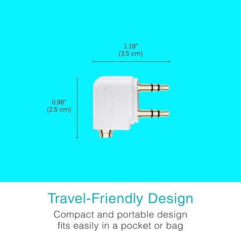 MEE audio Connect Air In-Flight Bluetooth جهاز إرسال صوتي لاسلكي مع محول طائرة مكون من قطعتين، لما يصل إلى 2 AirPods / سماعات رأس أخرى؛ يعمل مع جميع مقابس AUX مقاس 3.5 مم، باللون الأبيض in Kuwait