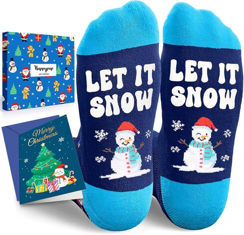 HAPPYPOP Christmas Snowman Gifts - Christmas Snow Man Socks, Santa Stocking Stuffers for 10-12 Years Kids with Greeting Card in Saudi Arabia