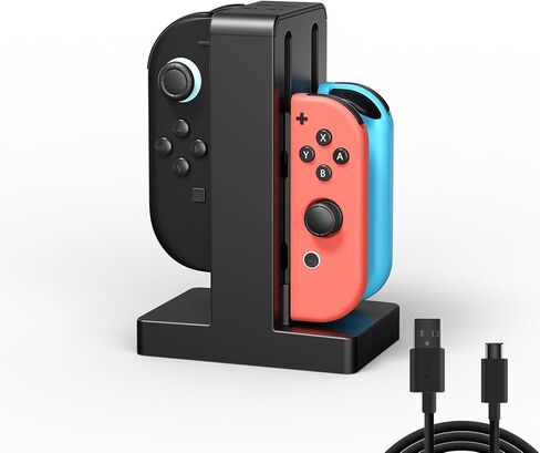 قاعدة شحن Joycon لجهاز Nintendo Switch 2,8 في 1 شاحن Joycon لوحدات تحكم Nintendo Switch، متوافق مع Joy-Con & Joy-Con 2، ملحقات وحدة تحكم Switch 2، أسود in Saudi Arabia
