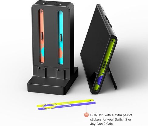 قاعدة شحن Joycon لجهاز Nintendo Switch 2,8 في 1 شاحن Joycon لوحدات تحكم Nintendo Switch، متوافق مع Joy-Con & Joy-Con 2، ملحقات وحدة تحكم Switch 2، أسود in Saudi Arabia