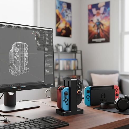قاعدة شحن Joycon لجهاز Nintendo Switch 2,8 في 1 شاحن Joycon لوحدات تحكم Nintendo Switch، متوافق مع Joy-Con & Joy-Con 2، ملحقات وحدة تحكم Switch 2، أسود in Saudi Arabia