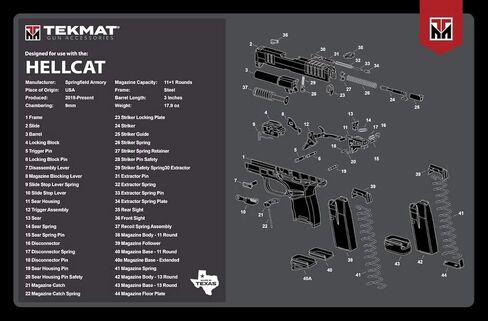حصيرة TekMat Springfield Hellcat مقاس 17 بوصة، متينة وقابلة للغسل، حصيرة تنظيف المسدس، أسود in Saudi Arabia