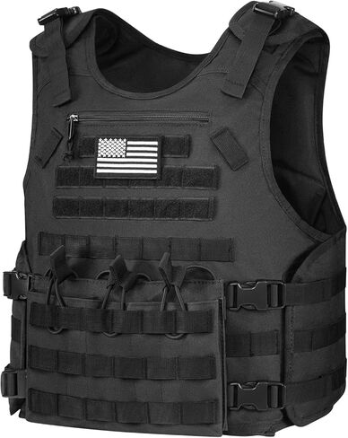 سترة خارجية مع حقيبة بسحاب قابلة للتعديل، سترة مولي سريعة الإصدار مع ثلاث أكياس ماج قابلة للإزالة، سترة خارجية سوداء in Kuwait