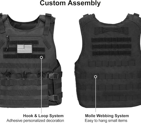 سترة خارجية مع حقيبة بسحاب قابلة للتعديل، سترة مولي سريعة الإصدار مع ثلاث أكياس ماج قابلة للإزالة، سترة خارجية سوداء in Kuwait