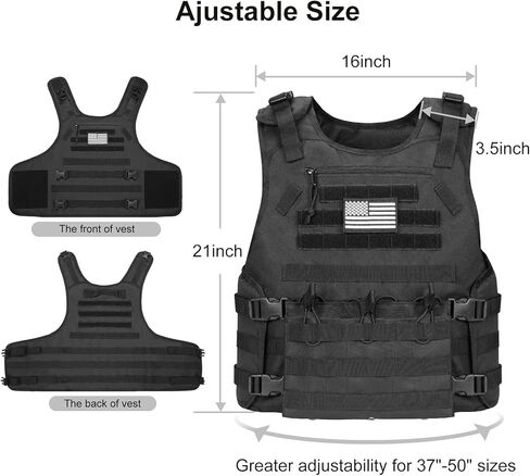 سترة خارجية مع حقيبة بسحاب قابلة للتعديل، سترة مولي سريعة الإصدار مع ثلاث أكياس ماج قابلة للإزالة، سترة خارجية سوداء in Kuwait