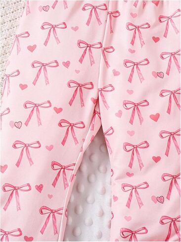 OYOANGLE Toddler Girl's Bow Print Bell Bottom Pants Elastic Waist Cute Flare Leg Trousers Casual Comfy Bootcut in Saudi Arabia