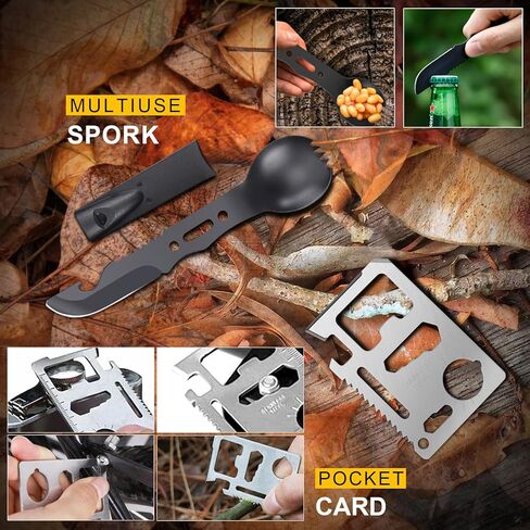 هدايا للرجال عيد الميلاد 14 في 1 مجموعة النجاة - مجموعة معدات النجاة الخارجية الممتازة مع أدوات تكتيكية/أساسيات الصيد، مثالية للأب والزوج والأولاد المراهقين والتخييم والمشي لمسافات طويلة in Kuwait