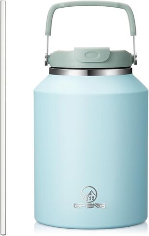 GPENG 40 OZ Tumbler مع مقبض ، زجاجات مائية مع غطاء القش ، معزول من الفولاذ المقاوم للصدأ سفر كوب حامل صديق ، حافظ على المشروبات الباردة أو الساخنة لمدة 48 ساعة in Saudi Arabia