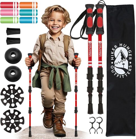 أعمدة المشي لمسافات طويلة للأطفال من العلامة التجارية الأمريكية - عصا مشي للأطفال خفيفة الوزن وقابلة للطي مع أقفال قابلة للتعديل سريعة in Kuwait