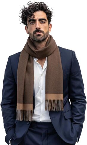 وشاح كشمير للرجال، أوشحة جاكار ناعمة شتوية دافئة 100% من الكشمير مع تغليف صندوق هدايا in Kuwait