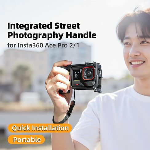 CAPART Hand Grip for Insta360 Ace Pro 2/1 Camera, Quick Release Modular Adapter with Frame Cage Cold Shoe and Shutter Button Camera Holder in Saudi Arabia