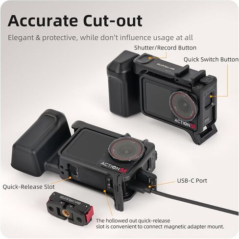 CAPART Hand Grip for Insta360 Ace Pro 2/1 Camera, Quick Release Modular Adapter with Frame Cage Cold Shoe and Shutter Button Camera Holder in Saudi Arabia
