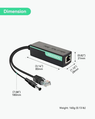 LINOVISION Mini Industrial Gigabit PoE+ إلى DC12V 2A Splitter، مع كتلة طرفية DC in Kuwait