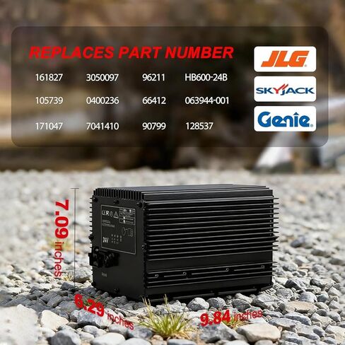 شاحن بطارية مقصية HB600-24B، 24 فولت 25 أمبير لمصاعد الجني/سكايجاك/JLG، يستبدل 161827/128537/96211/105739GT، IP67 شاحن بطارية Genie Gs 1930 المقاوم للماء وشاحن رفع JLG 2030ES in Saudi Arabia