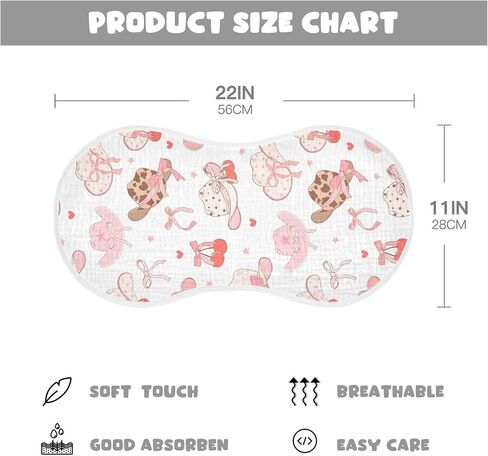Western Pinks Cowgirl Hat Burp Cloths Baby Boys Girls Absorbent Soft Cotton Burping Cloths Rags, 2 Pack in Saudi Arabia