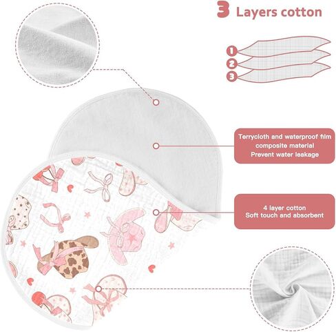 Western Pinks Cowgirl Hat Burp Cloths Baby Boys Girls Absorbent Soft Cotton Burping Cloths Rags, 2 Pack in Saudi Arabia