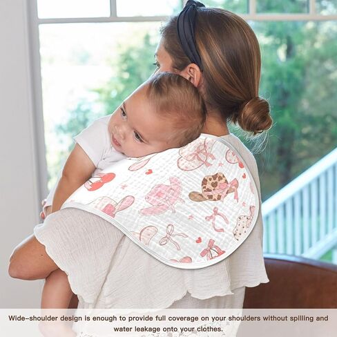 Western Pinks Cowgirl Hat Burp Cloths Baby Boys Girls Absorbent Soft Cotton Burping Cloths Rags, 2 Pack in Saudi Arabia
