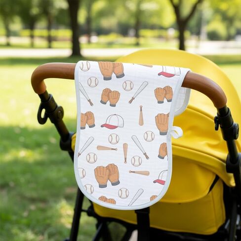 5 Pack Baseball Sport Burp Cloths Baby Boys Girls with Baseball Pattern, Large Cotton Burp Rags for Newborns Gifts Nursery Decor Extra Soft and Absorbent 9.8X19.6inches in Kuwait