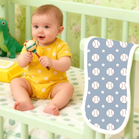 5 Pack Baseball Sport Burp Cloths Baby Boys Girls with Baseball Pattern, Large Cotton Burp Rags for Newborns Gifts Nursery Decor Extra Soft and Absorbent 9.8X19.6inches in Kuwait