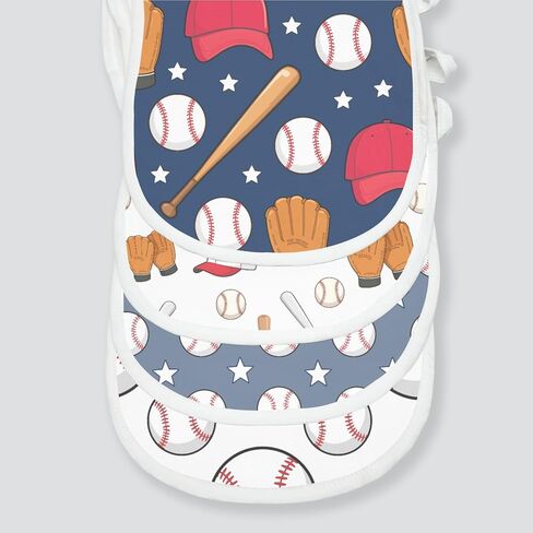 5 Pack Baseball Sport Burp Cloths Baby Boys Girls with Baseball Pattern, Large Cotton Burp Rags for Newborns Gifts Nursery Decor Extra Soft and Absorbent 9.8X19.6inches in Kuwait