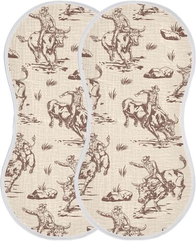 Western Pinks Cowgirl Hat Burp Cloths Baby Boys Girls Absorbent Soft Cotton Burping Cloths Rags, 2 Pack in Saudi Arabia