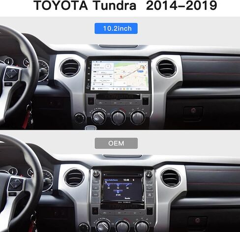 جهاز استقبال راديو متعدد الوسائط بنظام أندرويد مقاس 10.2 بوصة لسيارة Toyota Tundra 2014-2019، مع CarPlay اللاسلكي وAndroid Auto، دقة 1280×720، شاشة لمس QLED، 8G+128G in Kuwait