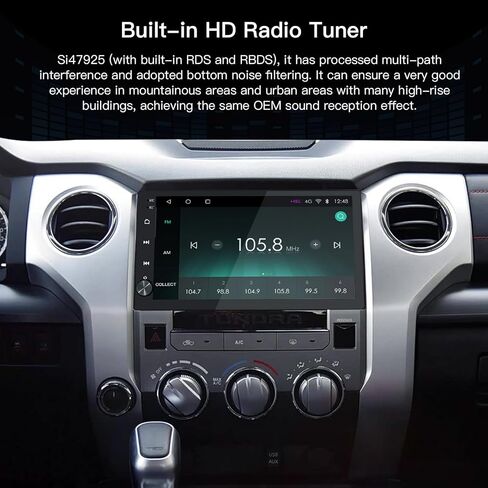 جهاز استقبال راديو متعدد الوسائط بنظام أندرويد مقاس 10.2 بوصة لسيارة Toyota Tundra 2014-2019، مع CarPlay اللاسلكي وAndroid Auto، دقة 1280×720، شاشة لمس QLED، 8G+128G in Kuwait
