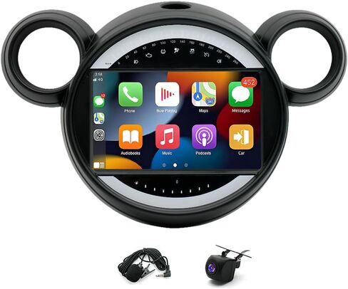 جهاز استقبال الوسائط الرقمية ستيريو للسيارة 2-Din لسيارة BMW MINI Cooper 2011-2016، أجهزة استقبال صوت السيارة مقاس 9 بوصة مع CarPlay Android Auto Support BT، FM GPS Navigation مع كاميرا احتياطية 2+64G in Kuwait
