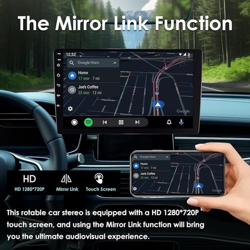 10 بوصات WiFi 6 Wireless CarPlay Android Auto Car Stereo، 32 جيجا بايت مزدوج Din HD شاشة تعمل باللمس، بلوتوث 5.4، كاميرا احتياطية، نظام تحديد المواقع العالمي، مناسب لجميع السيارات in Kuwait