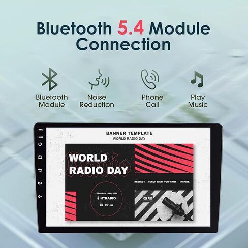 10 بوصات WiFi 6 Wireless CarPlay Android Auto Car Stereo، 32 جيجا بايت مزدوج Din HD شاشة تعمل باللمس، بلوتوث 5.4، كاميرا احتياطية، نظام تحديد المواقع العالمي، مناسب لجميع السيارات in Kuwait