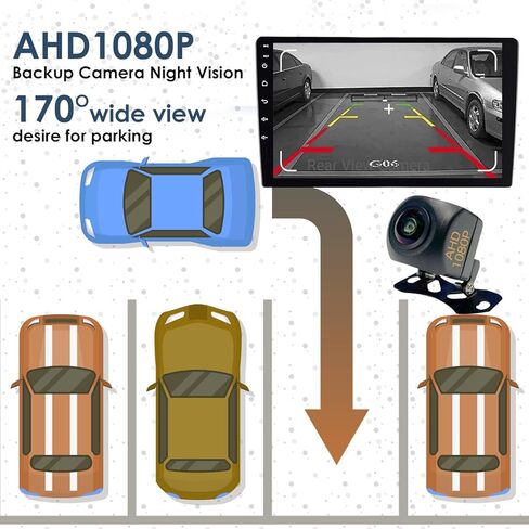 10 بوصات WiFi 6 Wireless CarPlay Android Auto Car Stereo، 32 جيجا بايت مزدوج Din HD شاشة تعمل باللمس، بلوتوث 5.4، كاميرا احتياطية، نظام تحديد المواقع العالمي، مناسب لجميع السيارات in Kuwait
