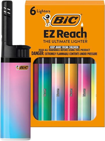 ولاعات BIC EZ Reach، ولاعة طويلة الرقبة، تصميمات متدرجة، 6 عبوات (قد تختلف التصاميم) in Saudi Arabia