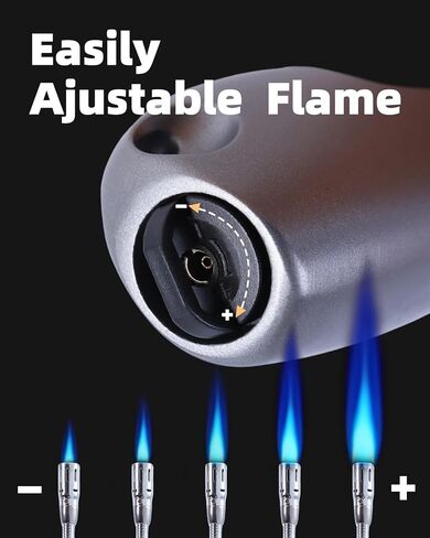 ولاعة لهب نفاث طويلة من البوتان، شعلة قابلة لإعادة الملء، رقبة مرنة 360 درجة، لهب نفاث مقاوم للرياح، نافذة وقود مرئية، لمدفأة المطبخ والشواية وشمعة التخييم (لا يتضمن البيوتان) in Kuwait