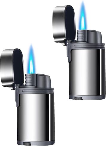 Urgrette 2 Pack Torch Lighter Refillable Butane Lighters Single Jet Flame Mini Pocket Lighter Gas Adjustable Flame for Camping BBQ Grill Candle Party (Without Fuel) in Kuwait