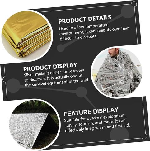 Luxshiny 4pcs Emergency Foil Rescuing Blankets Lightweight Thermal Survival Warm Aluminum Foil Blankets for Camping Hiking Outdoor Windproof Protection in Saudi Arabia