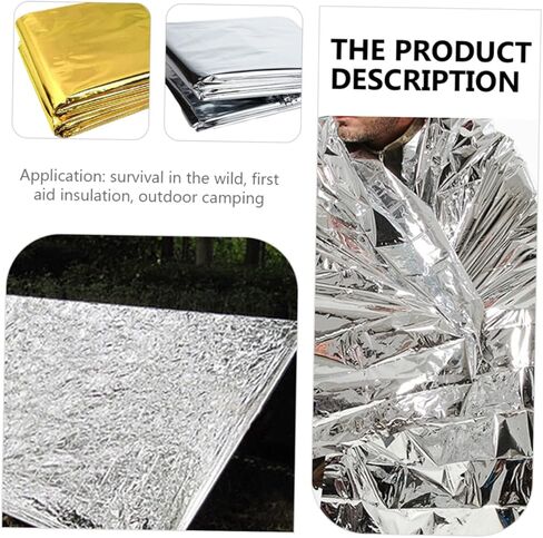 Luxshiny 4pcs Emergency Foil Rescuing Blankets Lightweight Thermal Survival Warm Aluminum Foil Blankets for Camping Hiking Outdoor Windproof Protection in Saudi Arabia