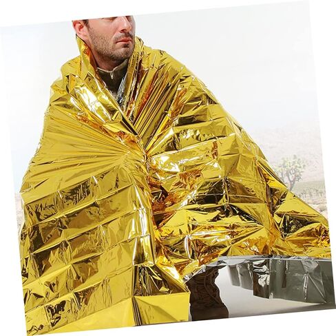 Luxshiny 4pcs Emergency Foil Rescuing Blankets Lightweight Thermal Survival Warm Aluminum Foil Blankets for Camping Hiking Outdoor Windproof Protection in Saudi Arabia