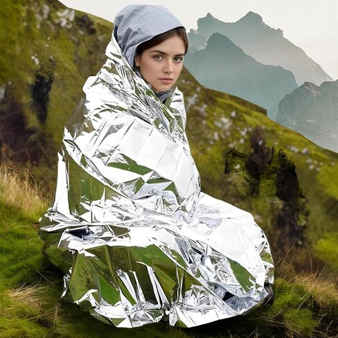 1 Pcs Emergency Thermal Blanket for Outdoor Survival and Travel Insulation Sheet for Hiking Camping and First Aid Family (Silvery) in Saudi Arabia