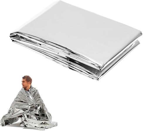 1 Pcs Emergency Thermal Blanket for Outdoor Survival and Travel Insulation Sheet for Hiking Camping and First Aid Family (Silvery) in Saudi Arabia