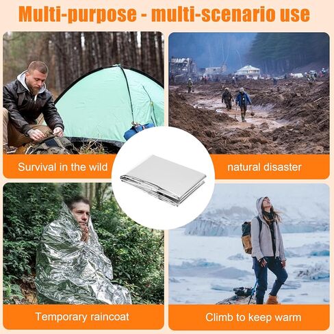 1 Pcs Emergency Thermal Blanket for Outdoor Survival and Travel Insulation Sheet for Hiking Camping and First Aid Family (Silvery) in Saudi Arabia