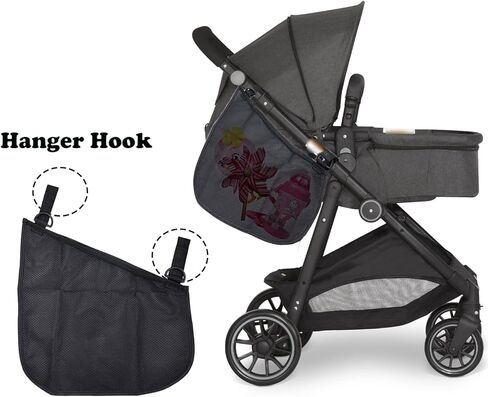 Alovexiong 2 Pack Universal Stroller Organizer Bag, Side Sling Cargo Stroller Net, Non-Slip and Adjustable Straps Storage Mesh Bag for Baby Accessories, Mesh Cargo Net for Stroller Storage - Black in Saudi Arabia
