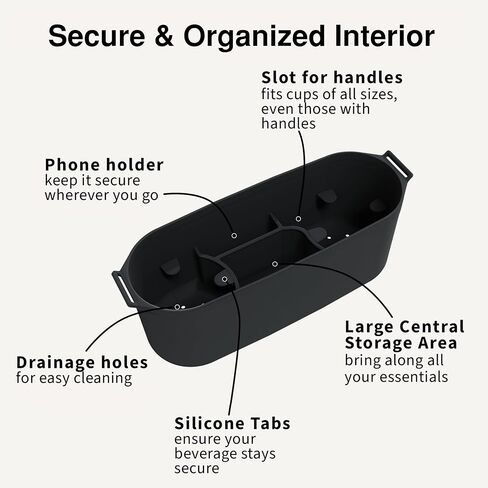 Universal Silicone Stroller Organizer by roo go | Waterproof, Durable, Easy-to-Clean Caddy with Secure Cup Holders | 100% BPA-Free, Eco-Friendly, Anti-Slip Straps fit Uppababy, Nuna, Doona & More in Saudi Arabia