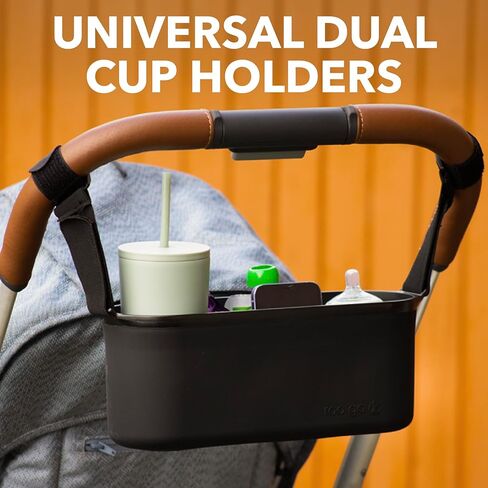 Universal Silicone Stroller Organizer by roo go | Waterproof, Durable, Easy-to-Clean Caddy with Secure Cup Holders | 100% BPA-Free, Eco-Friendly, Anti-Slip Straps fit Uppababy, Nuna, Doona & More in Saudi Arabia
