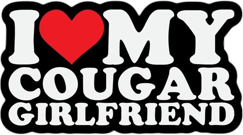 ملصق I love my cougar Girlfriend ملصق مضحك مضاد للماء مقاس 3 بوصات in Saudi Arabia